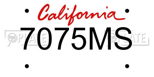 7075MS California License Plate