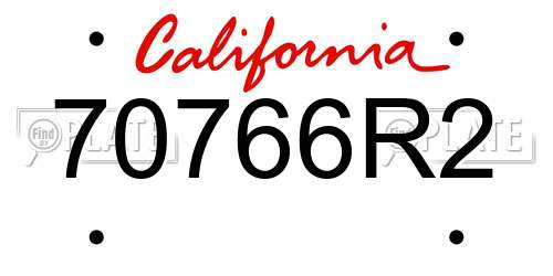 70766R2 California License Plate