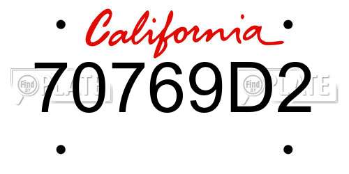 70769D2 California License Plate