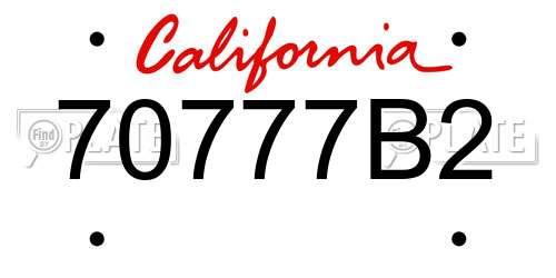 70777B2 California License Plate