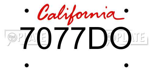 7077DO California License Plate