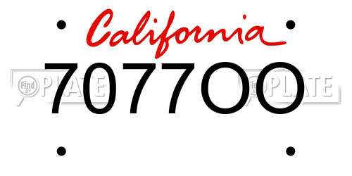 7077OO California License Plate