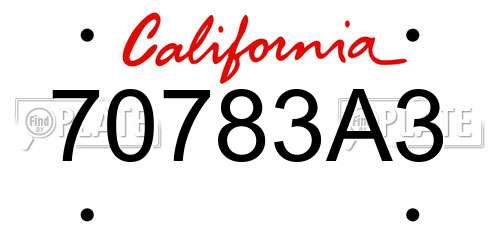 70783A3 California License Plate