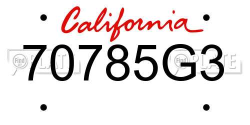 70785G3 California License Plate