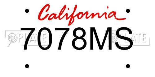 7078MS California License Plate
