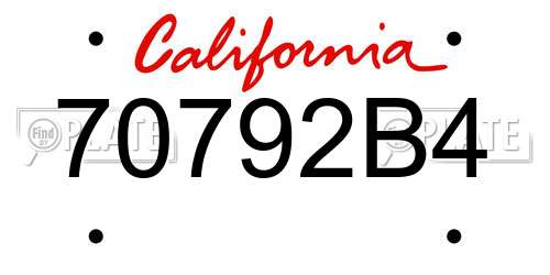 70792B4 California License Plate