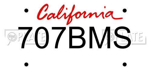 707BMS California License Plate