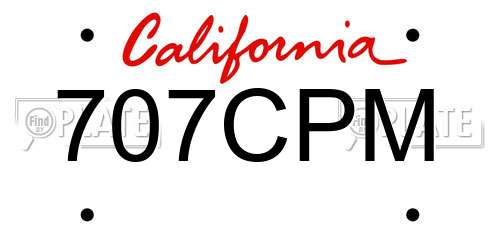 707CPM California License Plate