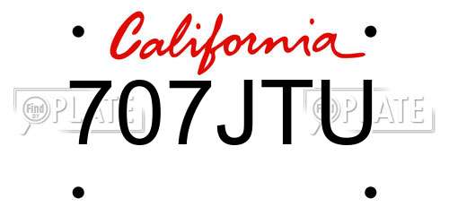 707JTU California License Plate