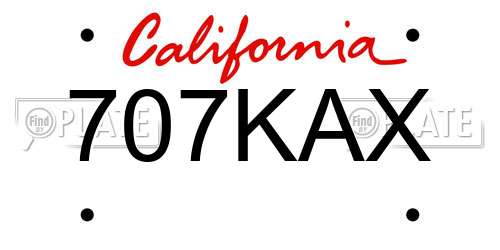 707KAX California License Plate