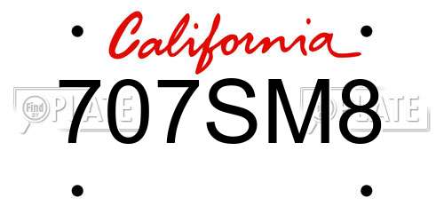 707SM8 California License Plate
