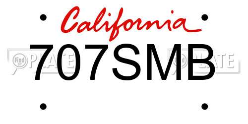 707SMB California License Plate