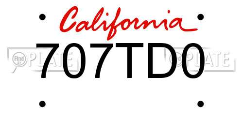 707TD0 California License Plate