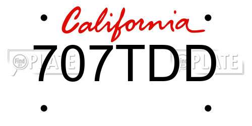 707TDD California License Plate