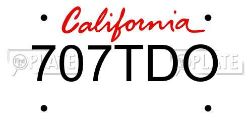 707TDO California License Plate