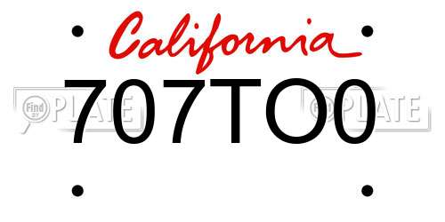 707TO0 California License Plate