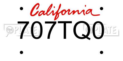 707TQ0 California License Plate