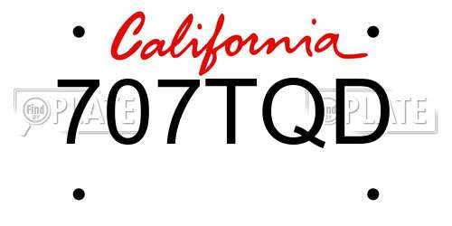 707TQD California License Plate