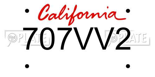 707VV2 California License Plate