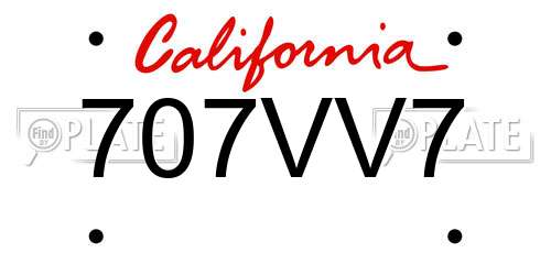 707VV7 California License Plate