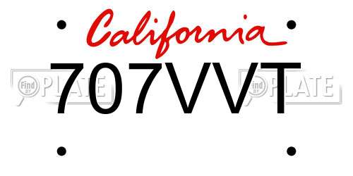 707VVT California License Plate