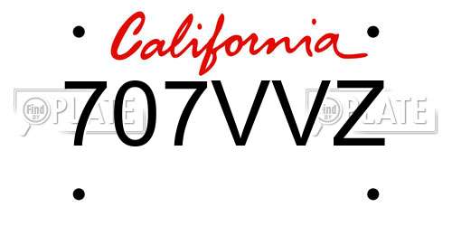 707VVZ California License Plate