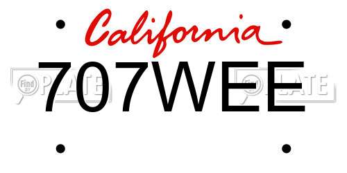 707WEE California License Plate