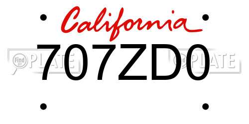 707ZD0 California License Plate