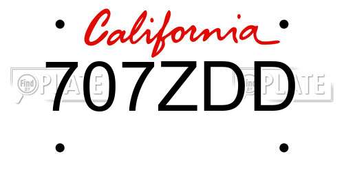 707ZDD California License Plate