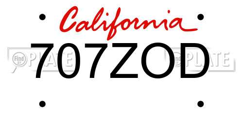 707ZOD California License Plate