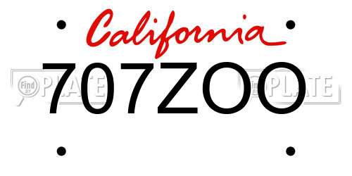 707ZOO California License Plate