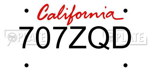 707ZQD California License Plate
