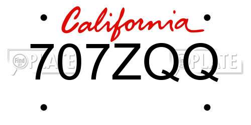 707ZQQ California License Plate