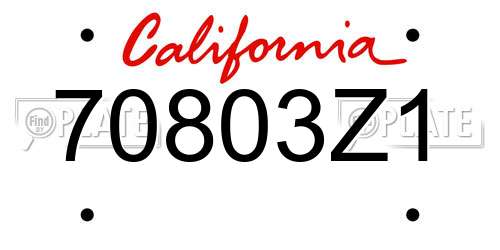 70803Z1 California License Plate
