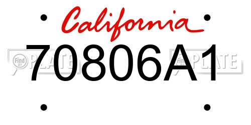 70806A1 California License Plate