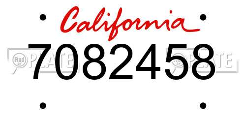 7082458 California License Plate