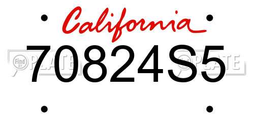 70824S5 California License Plate