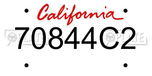 70844C2 California License Plate