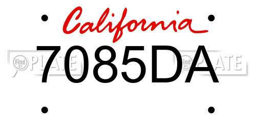 7085DA California License Plate