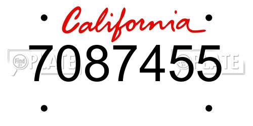 7087455 California License Plate
