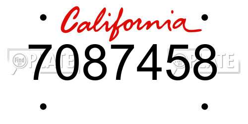 7087458 California License Plate