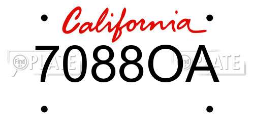 7088OA California License Plate