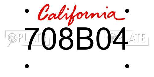 708B04 California License Plate