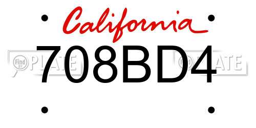 708BD4 California License Plate