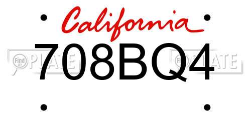 708BQ4 California License Plate