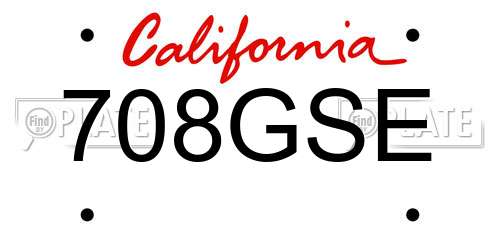 708GSE California License Plate