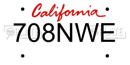708NWE California License Plate