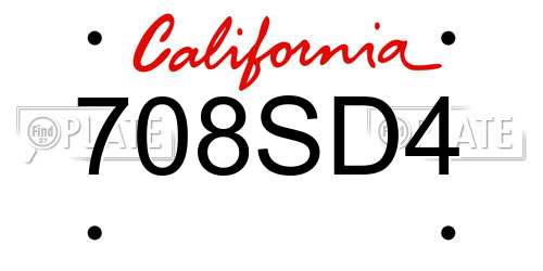 708SD4 California License Plate