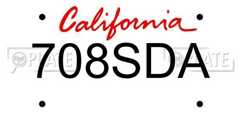 708SDA California License Plate