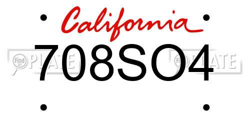 708SO4 California License Plate